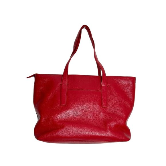 Tory Burch Plaque Large Pebbled Leather Tote in Kir Royale - Picture 3 of 8